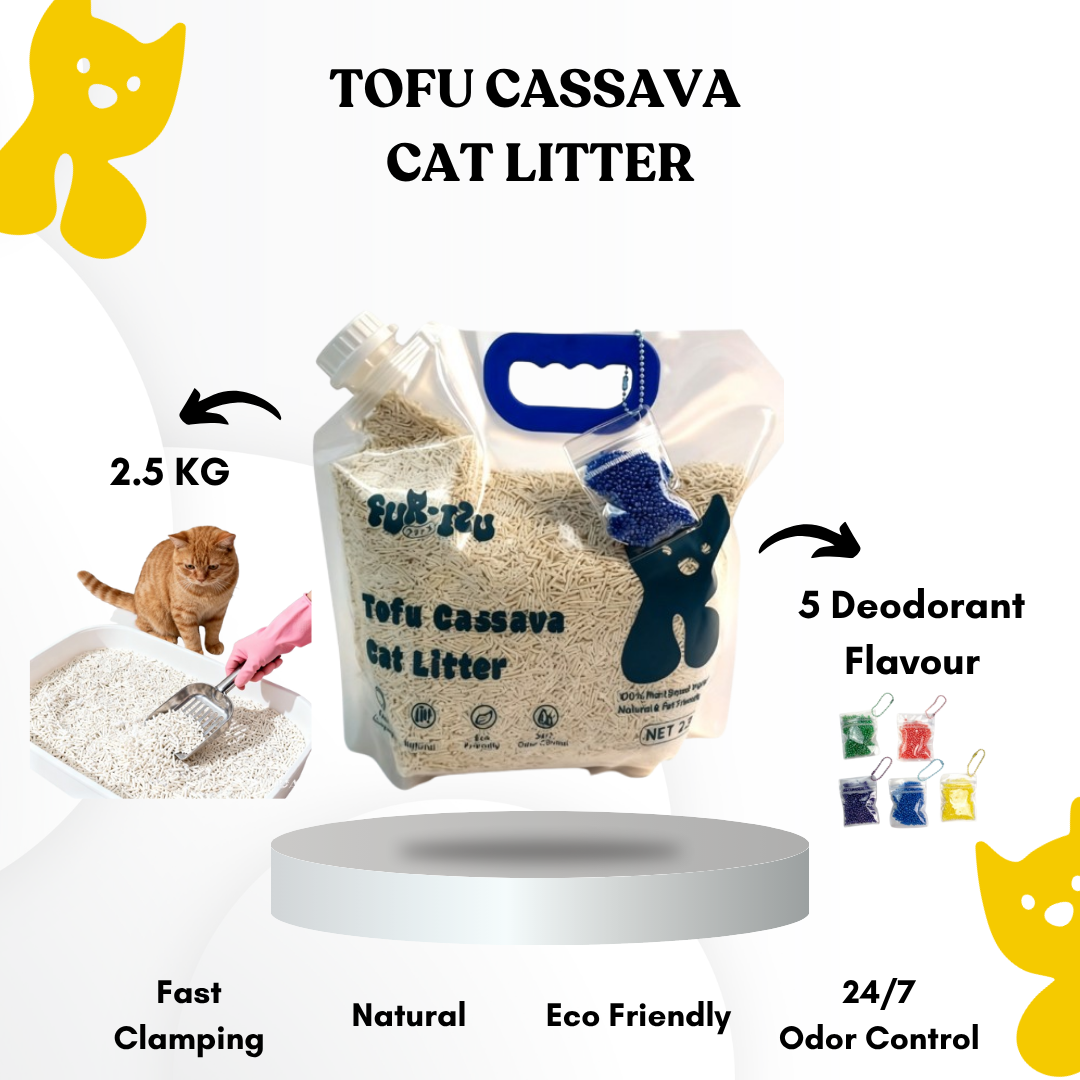 Tofu mix Cassava Cat Litter 2.5kg - Fast Clumping & Odor Control with Multiple Flavors