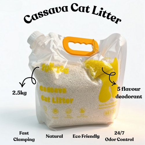 Cassava Cat litter Eco friendly 2.5kg - Fast Clumping & Odor Control with Multiple Flavors