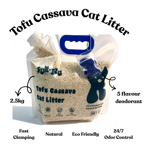 Tofu mix Cassava Cat Litter 2.5kg - Fast Clumping & Odor Control with Multiple Flavors