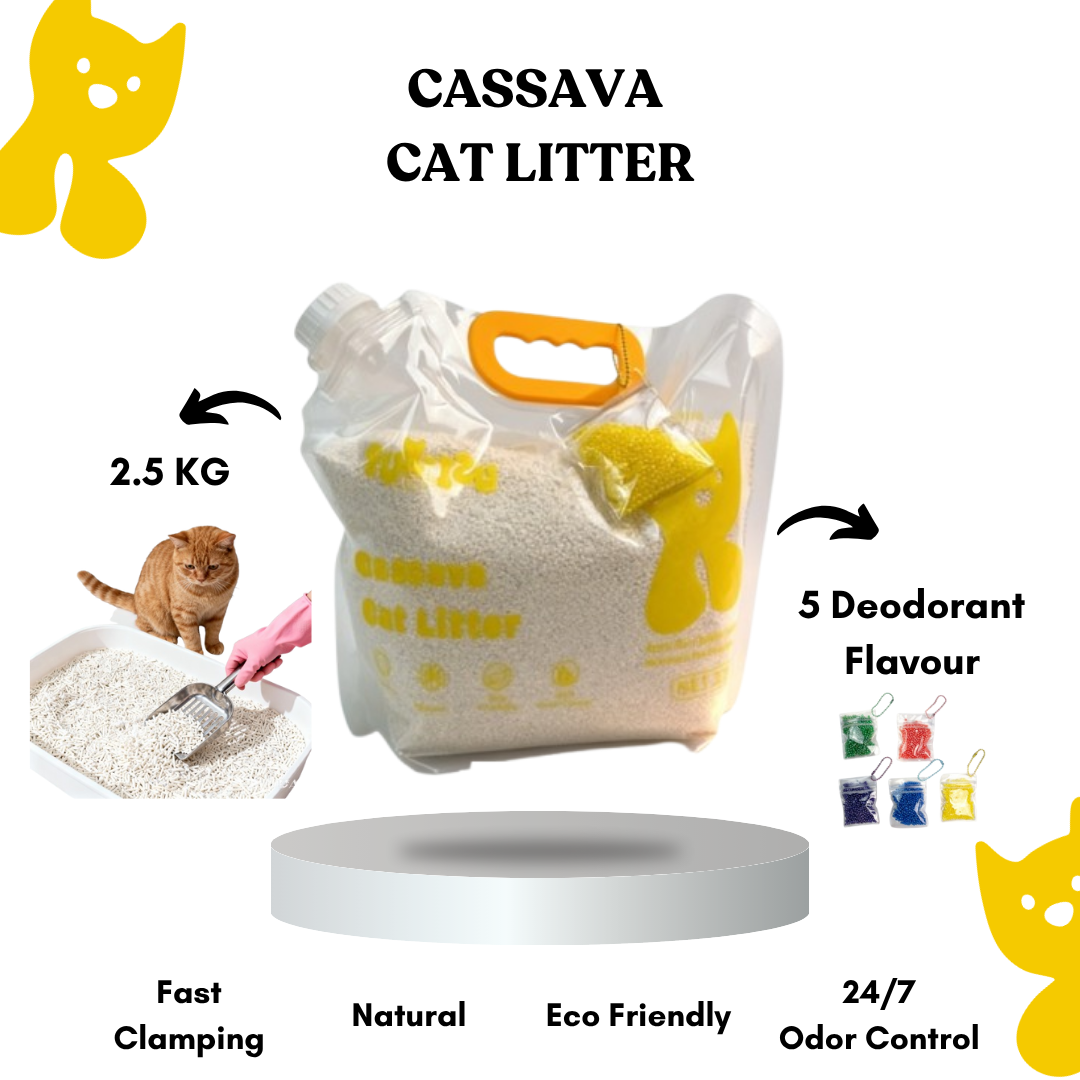 Cassava Cat litter Eco friendly 2.5kg - Fast Clumping & Odor Control with Multiple Flavors