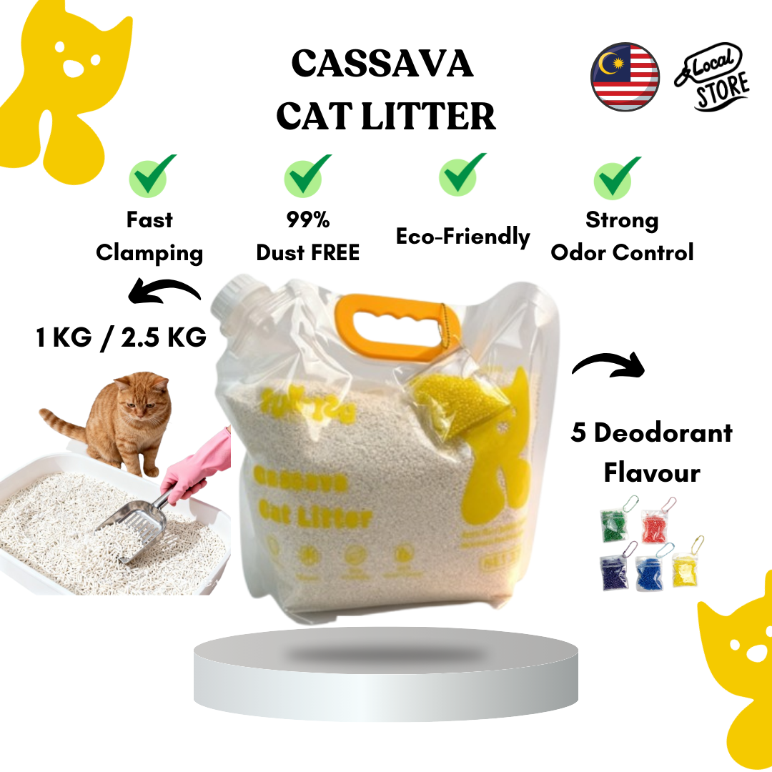 Cassava Cat litter Eco friendly 2.5kg - Fast Clumping & Odor Control with Multiple Flavors