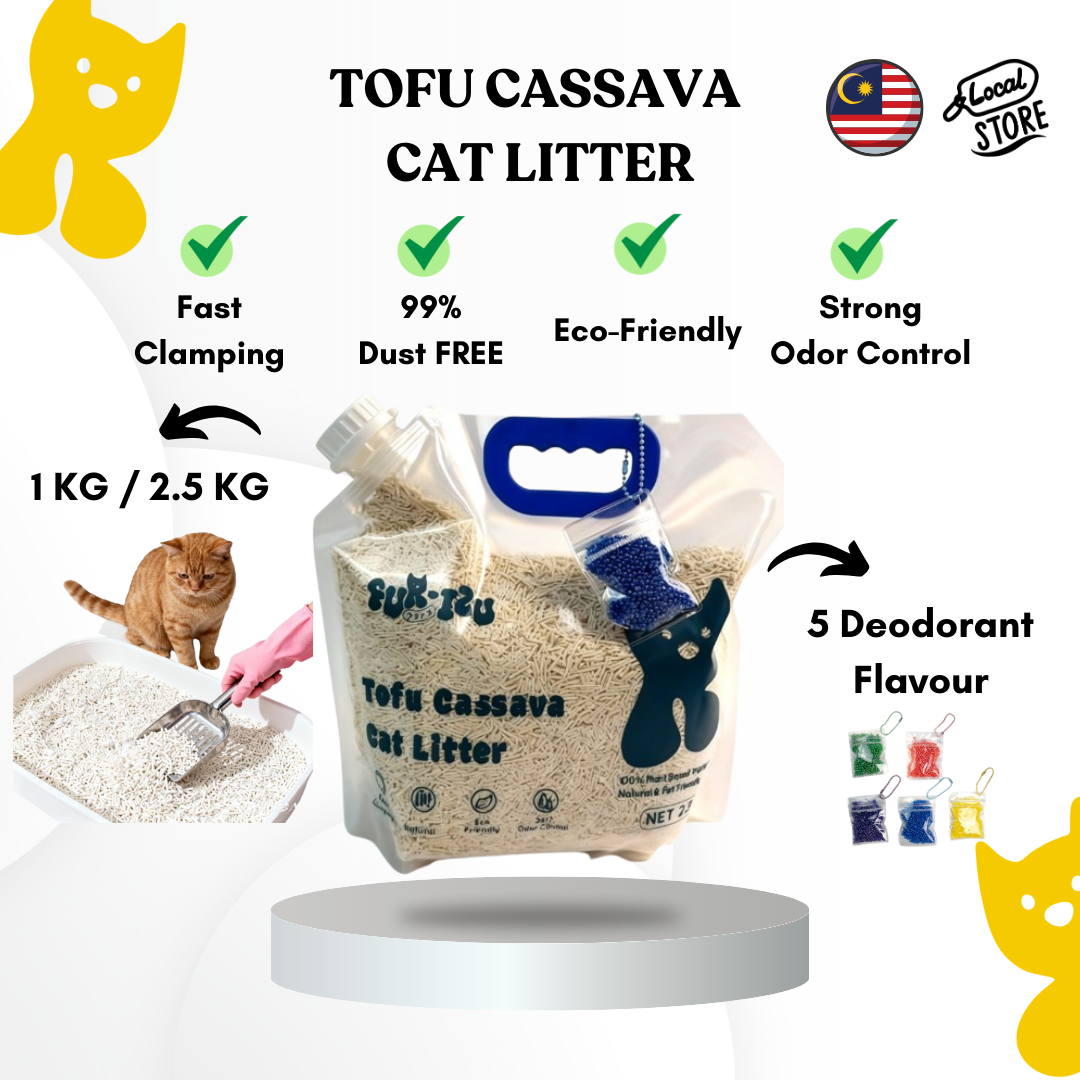 Tofu mix Cassava Cat Litter 2.5kg - Fast Clumping & Odor Control with Multiple Flavors